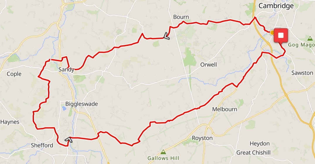 CCHC 60 mile cycle route – April 2025